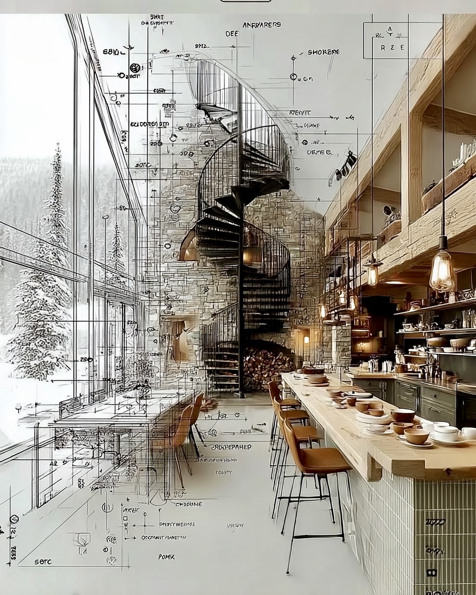 Interior Study, blueprint study 10